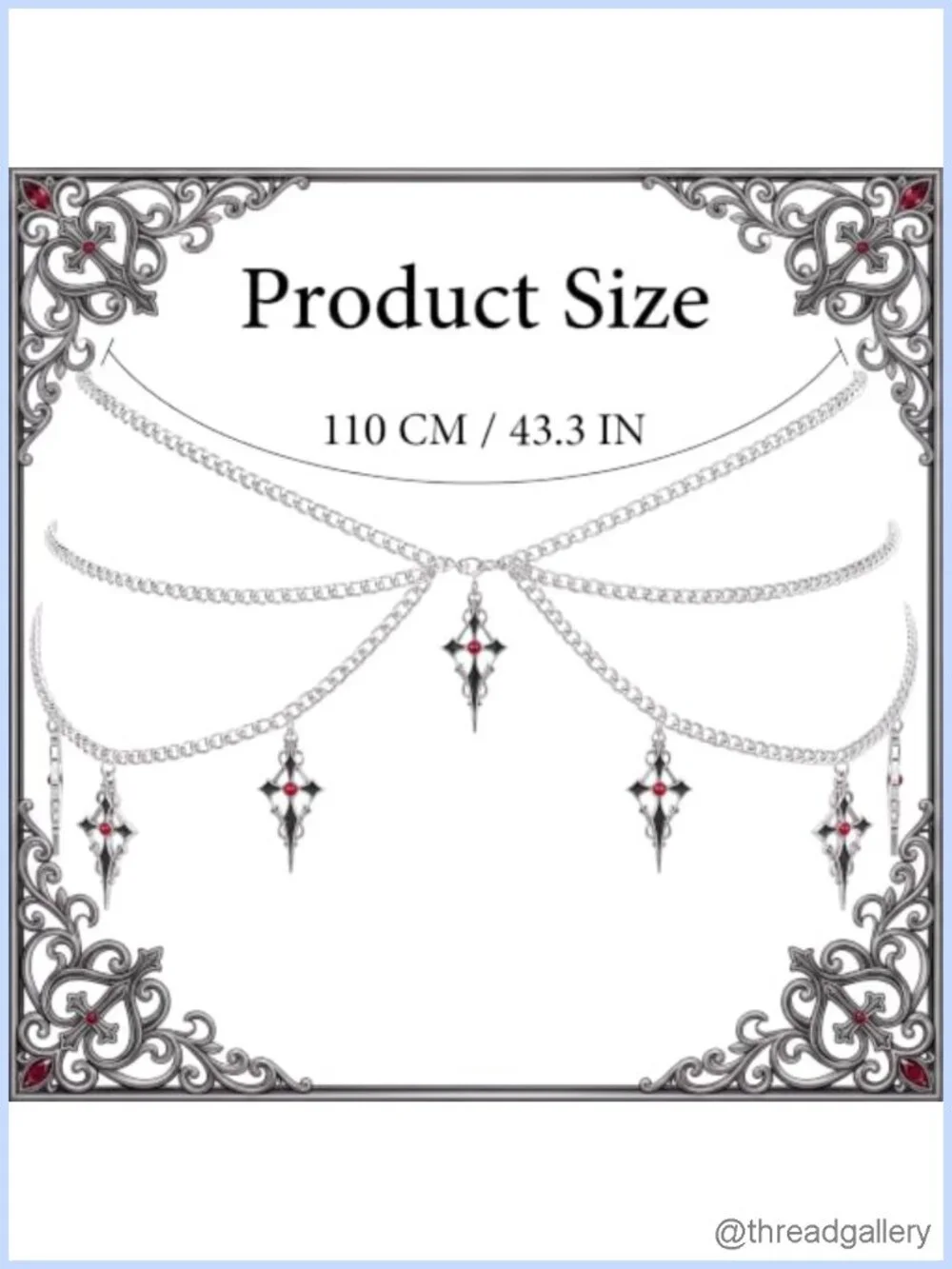 Gothic Layered Waist Chain Adjustable Alloy Belt for Cosplay Party